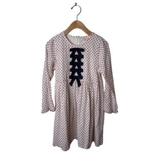 PINK CHICKEN New York Polka Dot Bow Front Long Sleeve Dress Girls 12Y